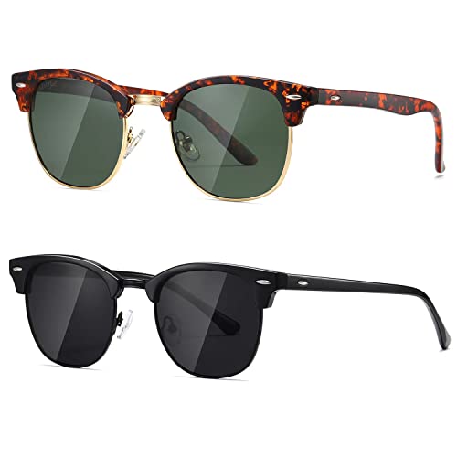 Image of AEVOGUE Semi Rimless Polarized Sunglasses for Women Men, AE0369 2 Pack