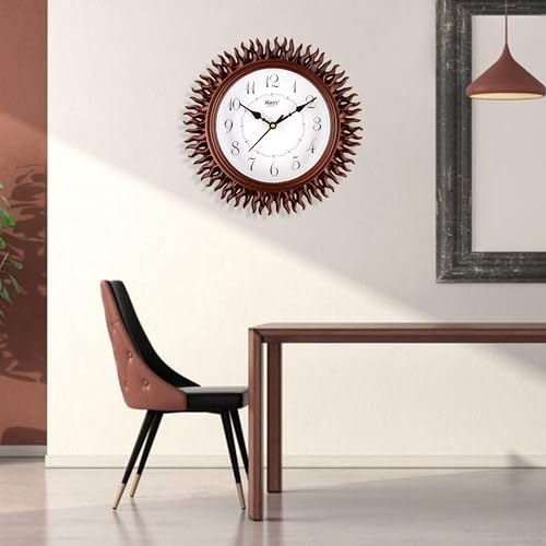 Image of Matiz Analog 30 cm X 30 cm Wall Clock | Brown | with Glass | Standard| 027 Brown Wood