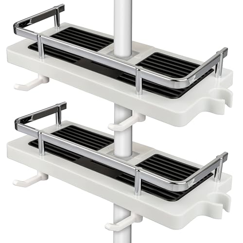 BELLE VOUS 2 Pack of Bathroom Shower Shelf, Shower Caddy/Tidy No Drilling Shower Holders Storage for Soap Shampoo