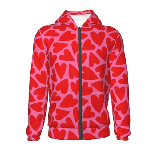 Red Love Heart Kid Hoodies Boys Zip Up Sweatshirts Girls Pullover with Pocket2