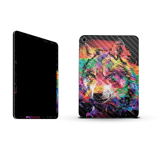 Image of MightySkins Carbon Fiber Skin Compatible with Apple iPad 10.9 inch 10th Gen (2022) Full Wrap Kit - Rainbow Wolf | Protective, Durable Textured Carbon Fiber Finish | Easy to Apply | Made in The USA