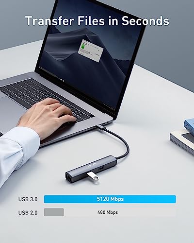 Adattatore USB C Hub, adattatore USB C 5 in 1 con 4K USB C a HDMI, porta Ethernet, 3 porte USB 3.0, per MacBook Pro, iPad Pro, XPS, Pixelbook e altro ancora - Hub USB - Immagine 3
