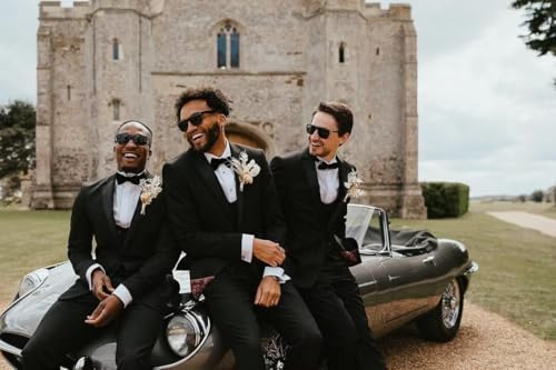 SHUZHXLZANGY Mens Suits Regular Fit 2 Piece Suit for Men Wedding Prom Business Formal Suit3