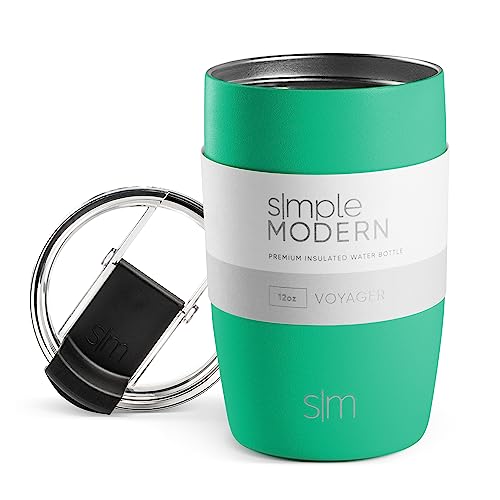 Simple Modern Travel Coffee Mug Tumbler with Flip Lid | Reusable Insulated Stainless Steel Cold Brew Iced Coffee Cup Thermos | Gifts for Women Men Him Her | Voyager Collection | 12oz | Island Jade