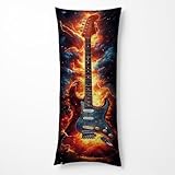 Seitenschläferkissen Bezug 40x120 cm Gitarre Wasserdicht Samt Weich Kissenbezug 40x120, Dekokissen Bezug Abstrakt mit Doppelseitig Drucken, Pillow Case für Sofa Schlafzimmer Deko Wohnzimmer HBZT-4266