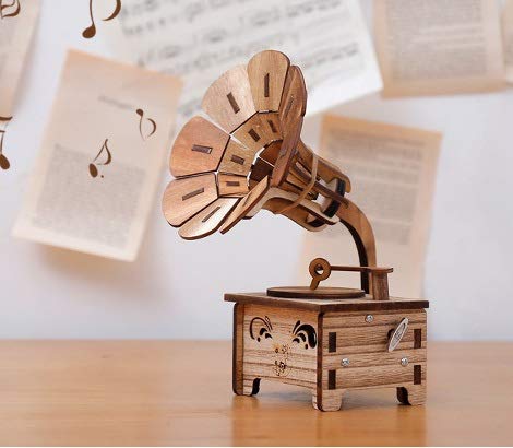 Boîte à Musique phonographe sculptée en Bois, Figurines, modèle de Lecteur de Musique, Accessoires de décoration pour la Maison, Ornement, Cadeaux de décoration de Mariage