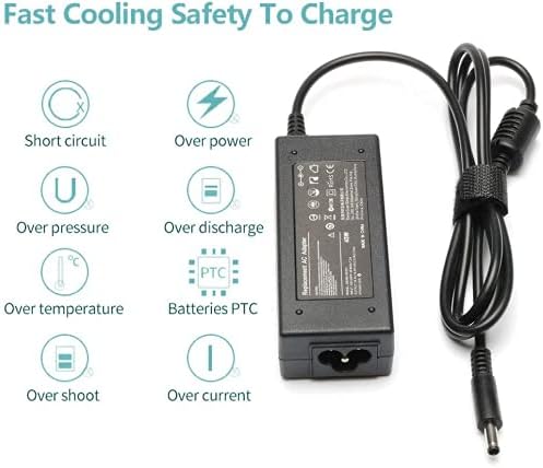 Dell 45W Laptop Charger, 19.5V 2.31A AC Power Adapter with Power Cord Supply Replacement for Inspiron 13 14 15,3000-7000 Series,5558 5755 3147 7348 and More(4.5mm X 3mm)