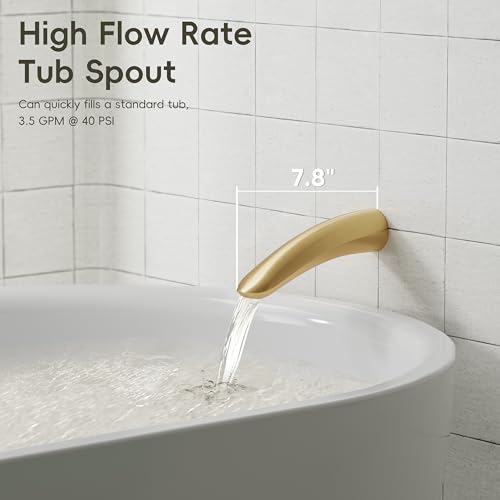 Image of Gabrylly Shower System with Tub Spout, Bathtub Shower Faucet Set with 12 inch Rain Shower head and 5-Setting Handheld Shower, Wall Mounted Shower Fixtures with Pressure Balance Shower Valve, Brushed Gold