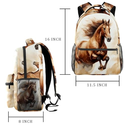 Sac à dos de voyage chevaux multicolore avec filet bouteille