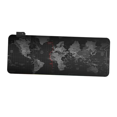 Tapis de souris carte du monde lumineux avec base antidérapante de 4mm d'épaisseur