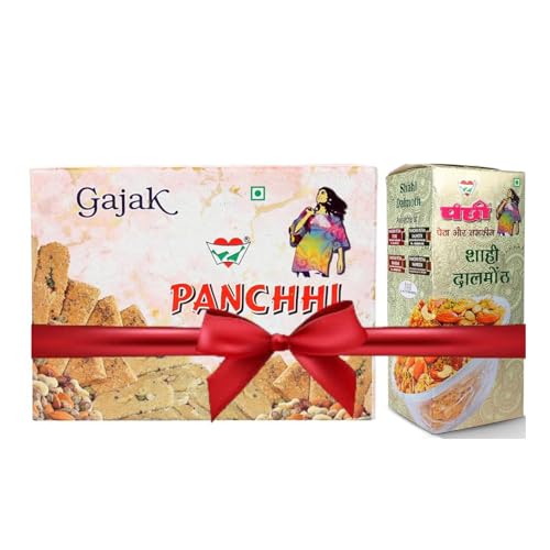 Image of Panchhi Ka Petha COMBO (Kutema Gud Gajak 500g + Shahi Dalmoth 400g) Original Agra's Famous Crunchy & Spicy, Authentic Dry Fruits Gajjak Made with Sesame Seeds, Gur & Dry Fruits