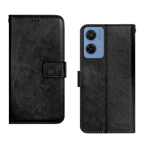 Image of amazon basics Moto G96 5G Flip Cover | Card Pockets Wallet & Stand | Flip Cover for Moto G96 5G (Black)