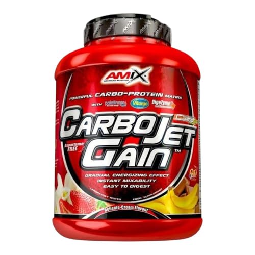 Amix - Proteína En Polvo Carbojet Gain -Proteína Para Ganar Masa Muscular - Ideal Para Atletas De Élite - Sabor Fresa - 2,25 Kg