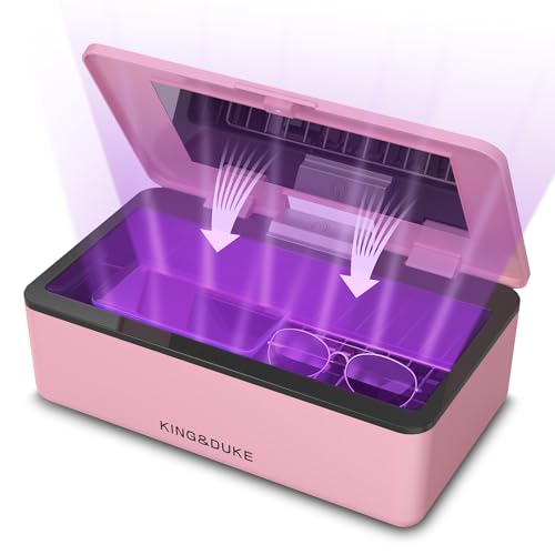 KING&DUKE Phone Sanitizer, UV Sanitizer Box with 360° UV-C Light, Portable UV Phone Sanitizer for Cell Phone, Keys, Glasses, Earphones – Pink