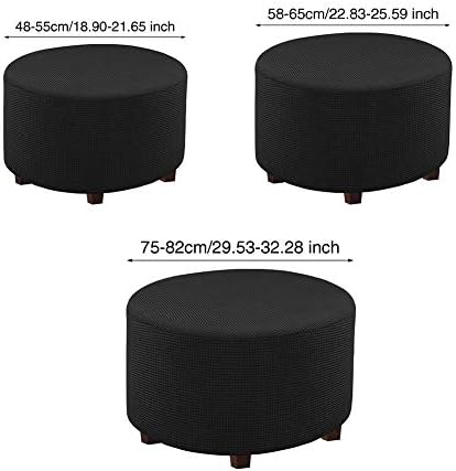 ALEOHALTER Round Ottoman Cover Stretch Footstool Protector Cover, Furniture Ottoman Slipcover with Elastic Bottom for Living Room