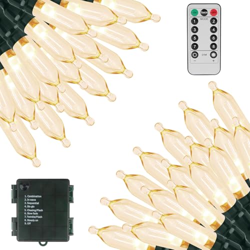 Green Convenience Christmas Lights 66ft 200 LED Battery Operated String Lights with Timer Memory Function or Battery Powered Waterproof Fairy Light for Indoor Outdoor Decoration