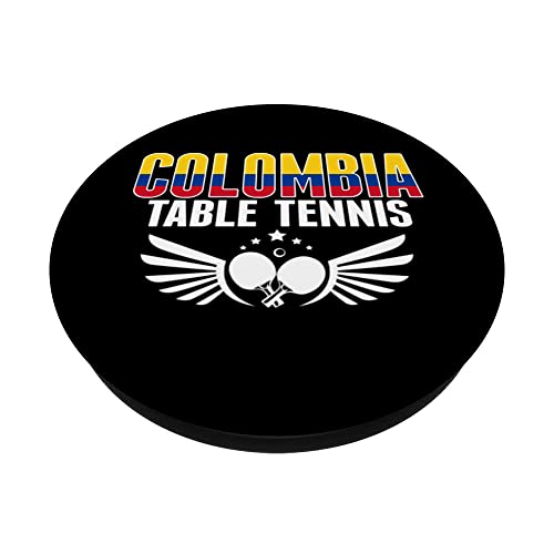 Colombia Table Tennis Lover Support Colombian Ping Pong Team PopSockets Swappable PopGrip, Black - Image 2