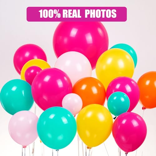 Image of Hot Pink Blue Yellow Orange Balloon Garland Kit Crown Princess Palm Tree Summer Sunglasses Tropical Balloons Arch For doll Theme Pool Party Decoration Girl Birthday Baby Shower Bachelorette Supplies