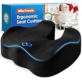 BlissTrends Seat Cushion with Velvet Cover, Thick Memory Foam Cushions for Office Chair, Car Seat, Airplane, Relieving Pressure Tailbone Sciatica Back Pain for Long Sitting, Car Drivers 4.7in Black