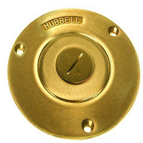 Hubbell-Raco 6285 3-7/8-Inch Round Brass Floor Box Cover with Threaded Combination Plug