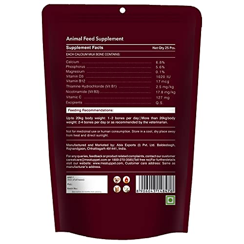 Image of Meat Up 100% Veg Adult Dog Food, 3kg (Buy 1 Get 1 Free)&Calcium Milk Bone Pouch, Dog Treats - 25 Pieces (230 gm)