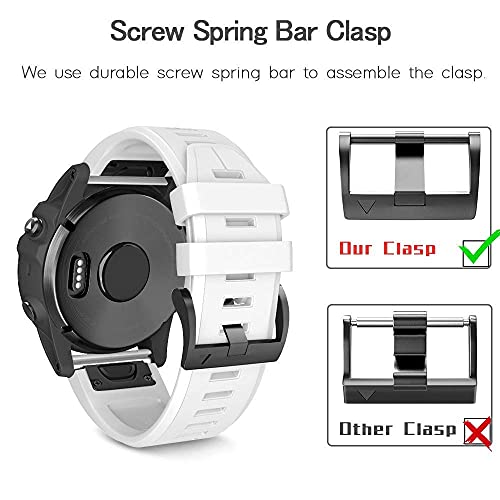 Image of NotoCity Compatible Fenix 5X Plus Bands - Fenix 7X Sport Silicone Replacement for Fenix 8 51mm /Fenix 6X /Fenix 3 HR /Descent MK1 /D2 Delta PX /D2 Charlie (White)