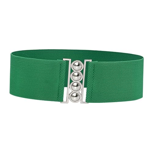 Wide Elastic Belt Waist Belt Fashion Green Stretch with Metal Buckle Dress Belt Waistband for Women Ladies Dress Accessories2