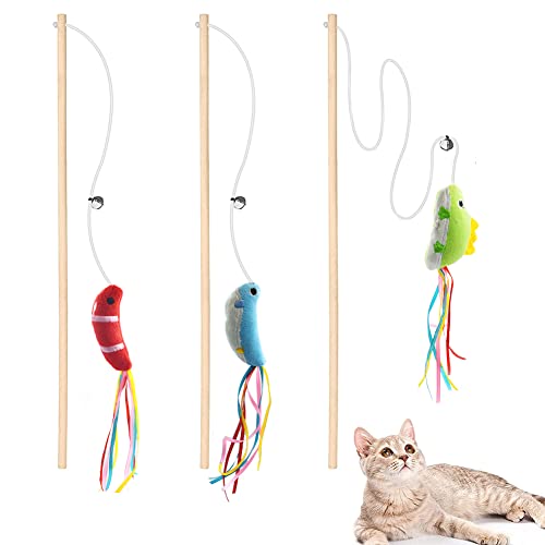Iuhkbh Cat Wands, 3 Pcs Wood Cat Teaser Wands With Catnip Interactive Cat Toys For Cat And Kitten #TOP9