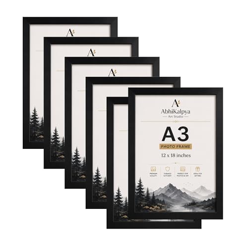 Image of AbhiKalpya Art Studio A3 Size Photo Frame 12 inchx18 inch Inch Frame For Wall Artwork /Painting (Black) (Set of 6) Premium*