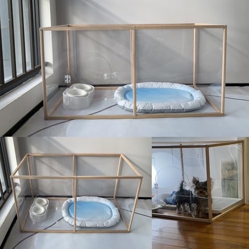 Hunde- Laufstall- Acryl Haustier Barriere für Welpen und Katzen, freistehender Indoor- Hundezaun, Raumteiler, Sicherheitsgitter für den Heimgebrauch (6 Paneele enthalten)-8