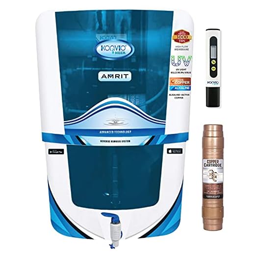 Konvio Neer Amrit RO + UV + UF + TDS Adjuster Water Purifier with Japan UV and High 3000 TDS Membrane (Blue)