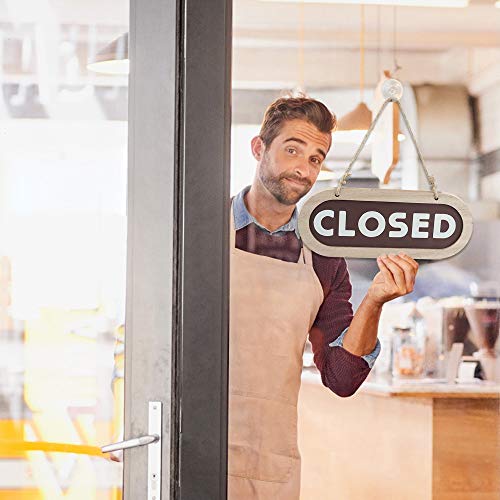 Ouvert Fermé Signe, Vintage entreprise en bois porte suspendue plaque,Plaque de Porte en Bois Enseigne Suspendue Double Face pour bar restaurant café