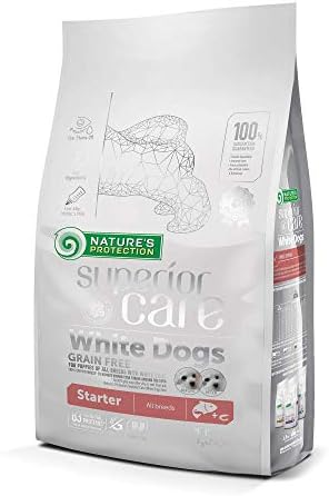 Nature's Protection Superior Care White Dogs (Maltese, Bichon Frise etc.) Dry Food Grain Free Salmon Starter (up to 4 months old) All Breeds No Tear Stain, 1.5 kg