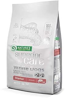 Nature's Protection Superior Care White Dogs (Maltese, Bichon Frise etc.) Dry Food Grain Free Salmon Starter (up to 4 months old) All Breeds No Tear Stain, 1.5 kg
