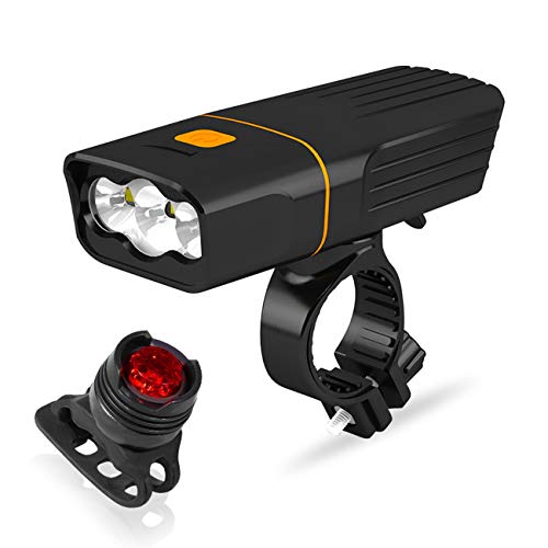 ALFLASH Bike Light Set USB Rechargeable LED Headlight Taillight Combinations Waterproof Bicycle Front Light Back Light Set (Combination 1)