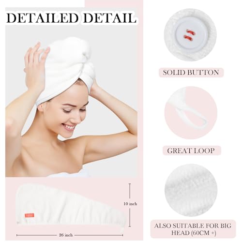 image for YoulerTex Ultra Plush Microfiber Hair Towel Wrap for Women, 2 Pack 10 