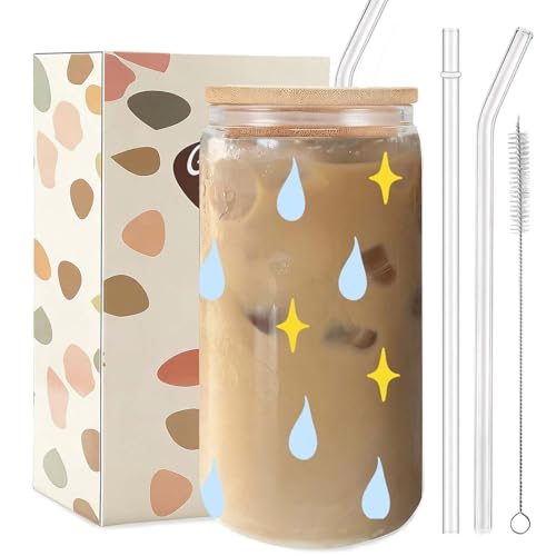 Waterdrop & Star Glass Tumbler 16oz