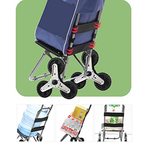 GJ-gwcd Zusammenklappbarer Einkaufskorb, tragbarer Einkaufskorb, leicht, Treppenkletterwagen, mit rollenden… – Bild 5
