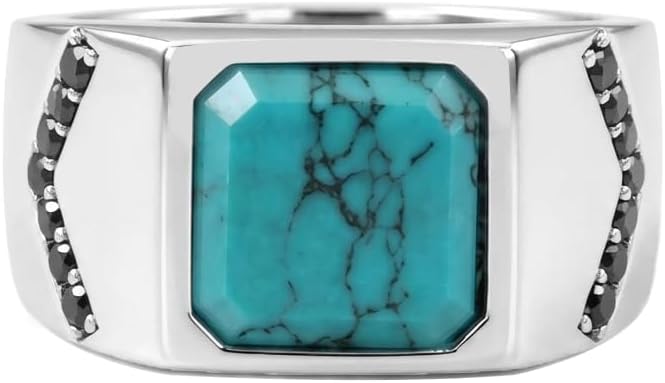 Natural Turquoise Ring 925 Sterling Silver Handmade Statement Men's Jewelry Mens Turquoise Ring Mens Gift for Him Gemstone Signet Jewelry
