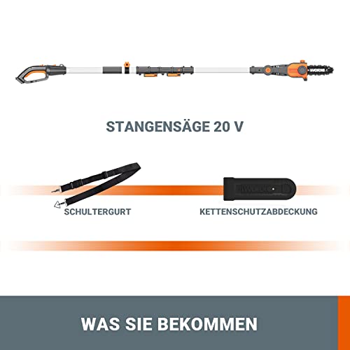 Foto von WORX Batteriebetrieben WG349E.9 Akku Teleskop-Hochentaster 20V - Praktische Kettensäge für Einsätze an schwer erreichbaren Stellen im Garten - Ohne Akku und Ladegerät, Schwarz