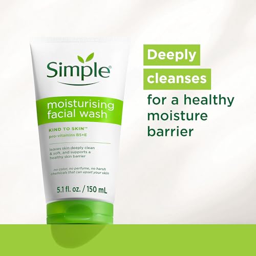 Image of Simple Kind To Skin Moisturizing Face Wash - Facial Cleanser with Vitamin B5 and E - Removes Oil, Dirt, and Other Impurities - Sulfate Free - 2 pc