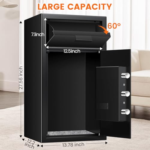 6.0 Cuft Large Depository Drop Safe for Business, Security Safe Box with Quick Place Drop Slot, Combination Lock & Spare Keys, Heavy-duty Commercial Cash Drop Box Safe for Retail Office Restaurant by Tiskgg - Image 6