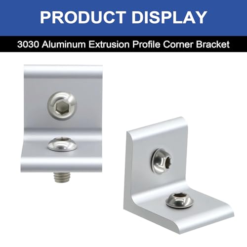 Image of 24 Pack 3030 Corner Bracket Connector 30 Series Aluminum Extrusion Profile Accessories Hardware, 90 Degree Angle Bracket for 30x30 Extruded Aluminum Silver