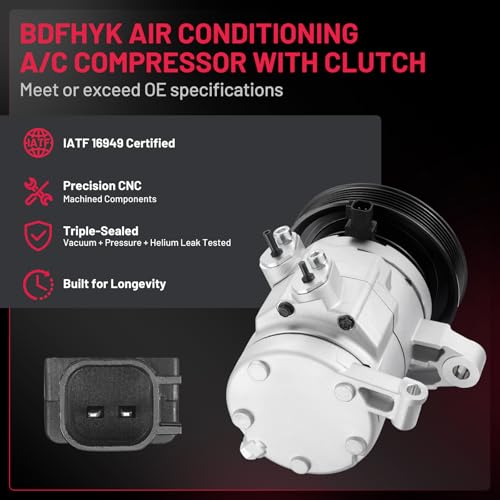 BDFHYK 98301 Air Conditioning A/C Compressor with Clutch Compatible with Jeep Liberty V6 3.7L 2009-2012, Compatible with Dodge Nitro V6 3.7L 2009-2011