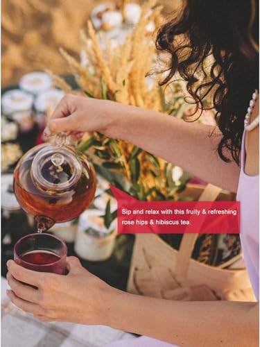 Image of TeeLux Rosehip & Hibiscus Tea Bags, Tart & Fruity Taste, 60 Count | Rosehip & Hibiscus Blend Herbal Tea, Caffeine Free, Sugar Free, Enjoy Hot or Iced