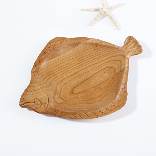 CAMLOT Decorative Wooden Tray,Fish-Shaped Cherry Solid Wood Platter,Serving Tray to Take Dessert and Fruit, Ornament for Home,Key Tray, Gift for Festival -11.8