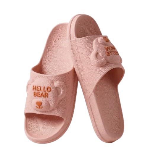 Image of Cute Hello Bear Slip-On Slides For Women | Lightweight Waterproof EVA Material | Stylish Flip Flops For Girls | Stylish Slides For Daily Wear, Lounge, Casual & Everyday Wear