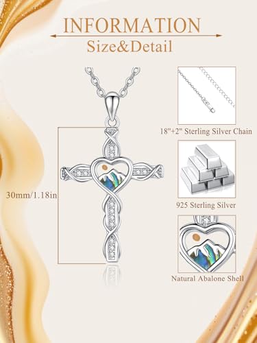Mustard Seed Cross Necklace for Women 925 Sterling Silver Christian Faith Pendant Mountain Jewelry Inspirational Gifts 6