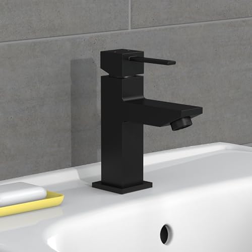 EISL NI075THI-B CALVINO Wasserhahn Bad schwarz-matt eckig, Waschtischarmatur mit kantigem Design, moderner Einhebelmischer Badezimmer, Mischbatterie fürs Waschbecken, Black