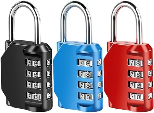3 Pack Combination Lock for Locker 4 Digit, Resettable Padlock for School, Gym, Sports, Fence, Toolbox, Gate, Case, Cabinets, Hasp Storage, Waterproof Outdoor & Indoor Use, with Instructions — view 6